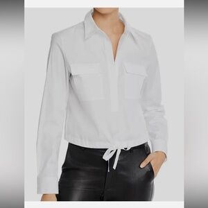 Theory White Long Sleeve Blouse
